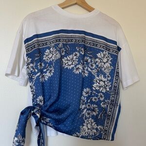 Sandro Tee with silk paisley tie panel